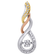 10K White Gold Tri Color Diamond Pendant Braided Flower Necklace 0.13 CT.
