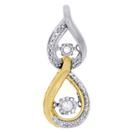 10K Two Tone Gold Dancing Diamond Double Teardrop Neckalce 0.17 CT.