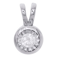 10K White Gold Round Diamond Mini Circle Pendant Fanuk Set Necklace 0.25 CT.