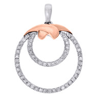 10K Two Tone Gold Diamond Circle Pendant Hold My Heart Charm 0.25 CT.