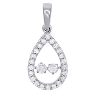 10K White Gold Two Stone Dancing Diamond Teardrop Pendant  0.50 CT.
