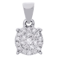10K White Gold Diamond Circle Pendant Ladies Cluster Charm 0.17 CT.