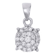 10K White Gold Diamond Circle Pendant Ladies Cluster Charm 0.25 CT.
