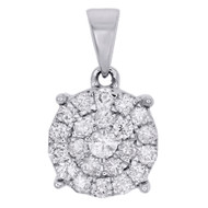 10K White Gold Diamond Circle Pendant Ladies Cluster Charm 0.75 CT.