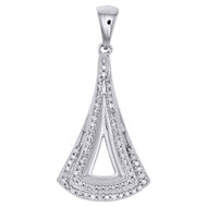 10K White Gold Diamond Pendulum Teardrop Pendant Cut Out Necklace 0.20 CT.