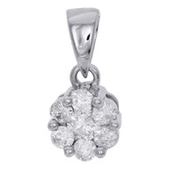 14K White Gold Diamond Flower Pendant Mini Ladies Necklace 0.50 CT.