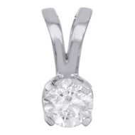 14K White Gold Real Round Solitaire Diamond Pendant Ladies 5.08mm Charm 1/2 CT.