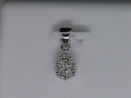 Diamond Flower Pendant Ladies 10K White Gold Round Cut Charm 0.17 Tcw.