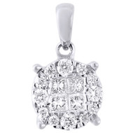 14K White Gold Princess Cut Diamond Ladies Circle Pendant  0.25 CT.