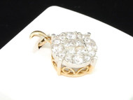 Princess Cut Diamond Pendant Charm Circle Fashion 14K Yellow Gold 1 CT