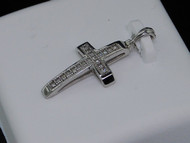 LADIES .05C WHITE GOLD DIAMOND CROSS LOVE PENDANT CHARM