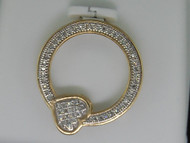 LADIES 10K YELLOW GOLD PAVE DIAMOND HEART CHARM PENDANT