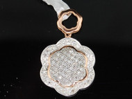LADIES ROSE GOLD .25C PAVE DIAMOND FLOWER PENDANT CHARM