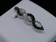 LADIES 14K WHITE GOLD BLACK DIAMOND PENDANT CHARM PAVE