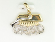 Diamond Graduation Pendant Ladies 10K Yellow Gold Round Pave Charm 0.13 Tcw.