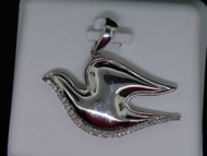 LADIES .925 STERLING SILVER DIAMOND DOVE PENDANT CHARM 0.10 CT.