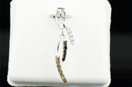 Ladies 14K White Gold Black & Brown Diamond Designer Ribbon Pendant Charm .25 ct