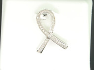 Ladies 10K White Gold Designer Ribbon Diamond Pendant Charm For Necklace .10 Ct.