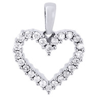 14K White Gold Diamond Ladies Cut Out Heart Pendant  0.32 CT.