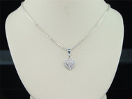 Ladies .925 Sterling Silver Love Heart Diamond Pendant Charm For Necklace .03 Ct