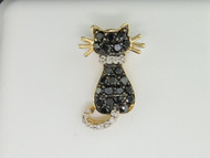 10K LADIES YELLOW GOLD BLACK DIAMOND WHISKER CAT TAIL PENDANT CHARM FOR NECKLACE