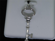 Diamond Key Pendant Ladies .925 Sterling Silver Round Pave Charm 0.10 Ct.