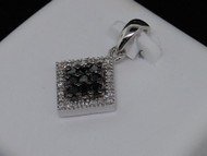 Black Diamond Fashion Pendant Ladies 10K White Gold Round Pave Charm 0.29 Tcw.