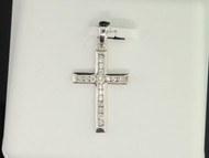 10K White Gold Diamond Cross Pendant Jesus Charm for Women Round Cut  0.13 CT