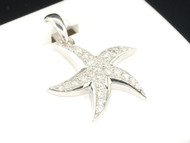 Ladies 10K White Gold 0.24 ct. White Diamond Starfish Pendant Charm For Necklace
