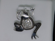 Diamond Frog Pendant Ladies .925 Sterling Silver Round Pave Animal Charm 0.10 Ct