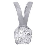 14K White Gold Round Solitaire Diamond Pendant Ladies Necklace 0.25 CT.
