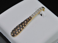 Brown Diamond Pendant Ladies 10K Yellow Gold Round Pave Designer Charm 0.39 Tcw
