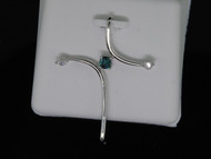 Blue Diamond Solitaire Cross Pendant Ladies 10K White Gold Round Charm 0.27 Tcw.