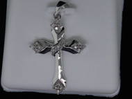 LADIES 10K WHITE GOLD .12C DIAMOND CROSS CHARM PENDANT