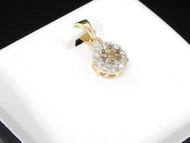 Brown Diamond Flower Pendant 14K Yellow Gold Round Cut Charm 1/4 Tcw.