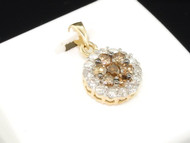 Brown Diamond Flower Pendant Ladies 14K Yellow Gold Round Charm 1.00 Tcw.