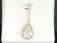 Diamond Teardrop Pendant Ladies 10K Yellow Gold Round Pave Dangle Charm 0.78 Tcw