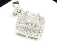 Diamond Pendant Ladies 14K White Gold Princess Cut Square Design 0.52 Tcw.