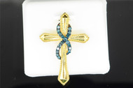 Ladies Sterling Silver Blue Diamond Jesus Cross Infinity Pendant Charm .27 Ct