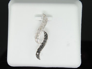 Black Diamond Pendant Ladies 10K White Gold Round Pave Designer Charm 0.22 Tcw.