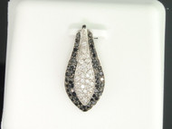 Ladies 10K White Gold Designer Black Diamond Pendant Charm For Necklace .48 Ct.