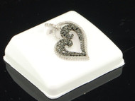 Black Diamond Heart Pendant 10K White Gold Round Cut Pave Love Charm 0.84 Tcw.