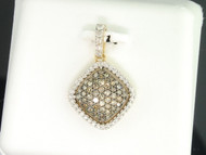 Ladies 10K Yellow Gold Brown Champagne Diamond Pendant Charm For Necklace .52Ct.