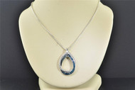 Blue Diamond Tear Drop Pendant .925 Sterling Silver 0.15 CT Charm with Chain