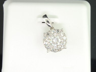 Solitaire Diamond Pendant Charm Ladies Round Cut Halo 14K White Gold 1 Tcw.