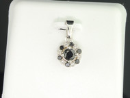 Black Diamond Flower Solitaire Charm Ladies 10K White Gold Round Pendant 0.51 Ct