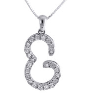 Diamond Pendant E Initial .925 Sterling Silver Script Charm w/ Chain 0.11 Tcw.