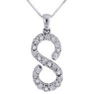 S Diamond Script Pendant .925 Sterling Silver Initial Charm w/ Chain 0.11 Tcw.