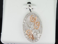 Ladies .925 Sterling Silver Designer Oval Diamond Pendant Charm For Necklace