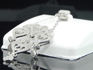 Ladies 10K White Gold Teardrop Dangle Diamond Pendant Charm For Necklace .33 Ct.